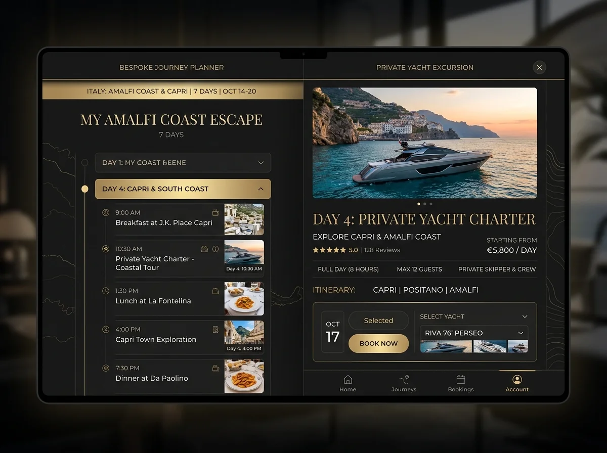 Interactive Itinerary Planner & Private Excursion Booking Interface